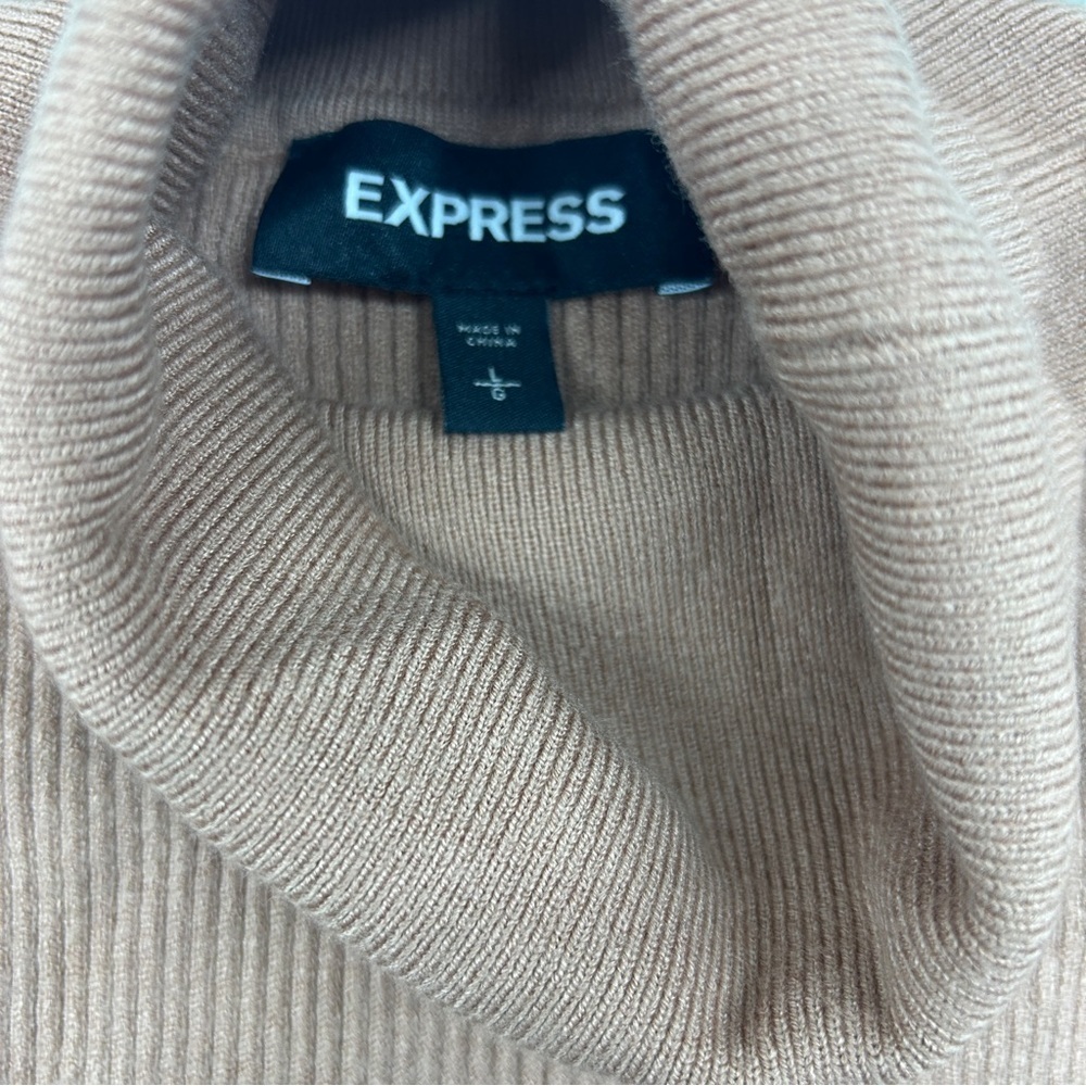 Express Tan Ribbed Turtleneck Sweater - Picture 2 of 3